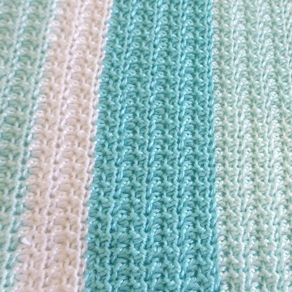 Dolphin Blues / Crochet Afghan Blanket / Soft Silky Yarn - Picture 6 of 15